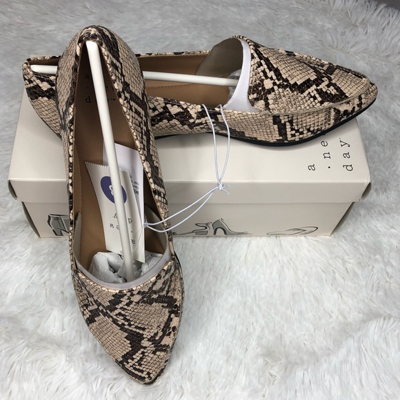 a new day Shoes - A New Day snakeskin Micah Taupe pointed toe loafer
